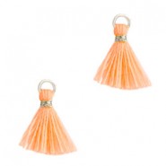 Ibiza style mini Tassel 1cm Silver-neon peach